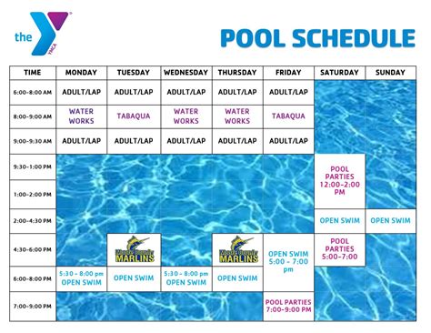 Check out our pool schedule to find the best time and activity for your needs. . Valley ymca pool schedule